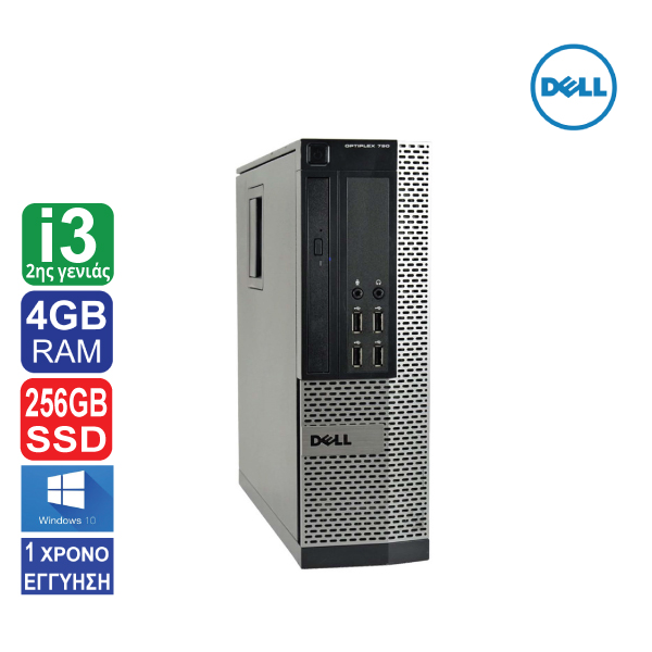 Desktop PC Dell Optiplex 790 SFF, Intel Core i3 2120 ( 2ης γενιάς ), 4GB RAM, 256GB SSD, DP,  Windows 10 Pro