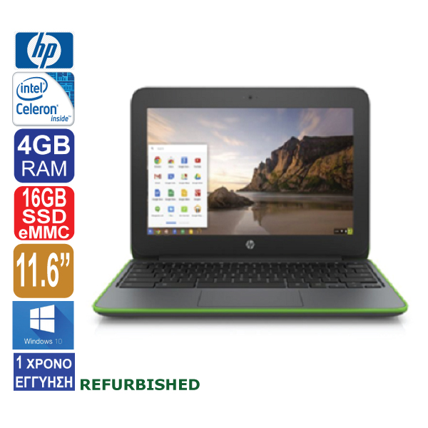 Laptop 11.6″ HP Chromebook 11 G5 EE, Intel Celeron N3060, 4GB RAM, 16GB SSD eMMC, HDMI, Web Camera, Windows 10 