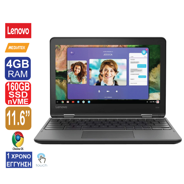Laptop 11.6″ Lenovo YOGA 300e Chromebook, ΟΘΟΝΗ ΑΦΗΣ, MediaTek MT8173c, 4GB RAM, 160GB (32GB SSD + 128GB SD CARD), Web Camera, HDMI, Chrome OS  ( Καινούργια Μπαταρία ) 